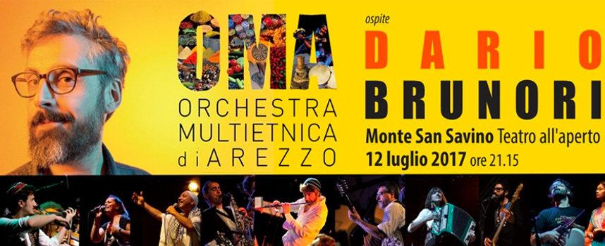 Dario Brunori apre il Festival delle Musiche ospite dell’Orchestra Multietnica di Arezzo, mercoledì 12 luglio 2017