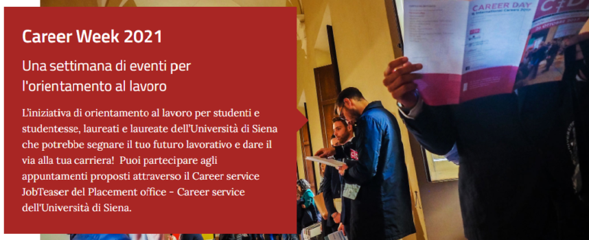 Università di Siena: Torna in presenza la Career Week 11-14 Ottobre