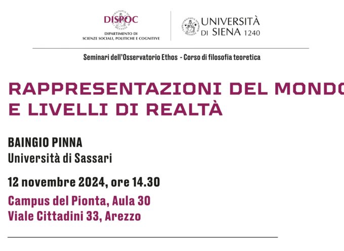 “Rappresentazioni del mondo e livelli di realtà” seminario al campus Universitario del Pionta